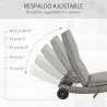 Tumbona de Jardín en Forma de S con 2 Ruedas Respaldo Ajustable en 5 Posiciones y Cojín Extraíble 207x70x70 cm Gris - Ogal.Es