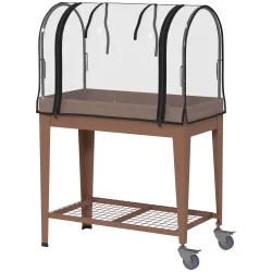 Huerto Urbano Elevado 80x40x120 cm con Cubierta de Invernadero y Estante Inferior para Cultivo Plantas Flores Ma... - Ogal.Es