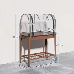 Huerto Urbano Elevado 80x40x120 cm con Cubierta de Invernadero y Estante Inferior para Cultivo Plantas Flores Ma... - Ogal.Es