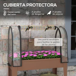 Huerto Urbano Elevado 80x40x120 cm con Cubierta de Invernadero y Estante Inferior para Cultivo Plantas Flores Ma... - Ogal.Es