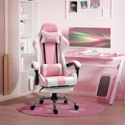 Silla Gamer Reclinable con Reposapiés Sillón Gaming con Reposacabezas Cojín Lumbar y Altura Ajustable 64x67x127 ... - Ogal.Es