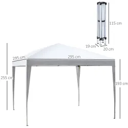 Carpa Plegable 3x3 m con Bolsa de Transporte Altura Ajustable Anti-UV para Terraza Patio Playa Blanco Plata - Ogal.Es