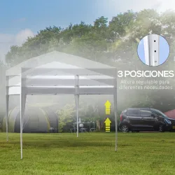 Carpa Plegable 3x3 m con Bolsa de Transporte Altura Ajustable Anti-UV para Terraza Patio Playa Blanco Plata - Ogal.Es