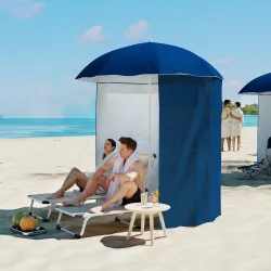 Parasol para Terraza con Panel Lateral Ø220x220 cm con Apertura Manual 8 Varillas de Acero y Bolsa de Transporte... - Ogal.Es
