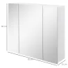 Mueble de Baño con Espejo Mueble de Pared para Baño con 3 Puertas y Estantes Internos Ajustables 70x15x60cm Blanco - Ogal.Es