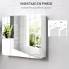 Mueble de Baño con Espejo Mueble de Pared para Baño con 3 Puertas y Estantes Internos Ajustables 70x15x60cm Blanco - Ogal.Es