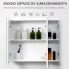 Mueble de Baño con Espejo Mueble de Pared para Baño con 3 Puertas y Estantes Internos Ajustables 70x15x60cm Blanco - Ogal.Es