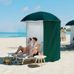Parasol para Terraza con Panel Lateral Ø220x220 cm con Apertura Manual 8 Varillas de Acero y Bolsa de Transporte... - Ogal.Es