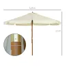 Parasol de Madera Ø325x250 cm con Sistema de Polea Techo de Ventilación y 8 Varillas de Bambú para Terraza Balcó... - Ogal.Es