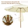 Parasol de Madera Ø325x250 cm con Sistema de Polea Techo de Ventilación y 8 Varillas de Bambú para Terraza Balcó... - Ogal.Es