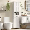 Columna de Baño con 2 Puertas 1 Cajón Estante Abierto y 2 Armarios con Estante Ajustable 40x30x164 cm Blanco - Ogal.Es