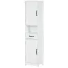 Columna de Baño con 2 Puertas 1 Cajón Estante Abierto y 2 Armarios con Estante Ajustable 40x30x164 cm Blanco - Ogal.Es