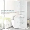 Columna de Baño con 2 Puertas 1 Cajón Estante Abierto y 2 Armarios con Estante Ajustable 40x30x164 cm Blanco - Ogal.Es