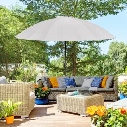 Sombrilla de Jardín Ø250x240 cm con Manivela Parasol con Ángulo Inclinable con 18 Varillas para Exterior Gris Claro - Ogal.Es