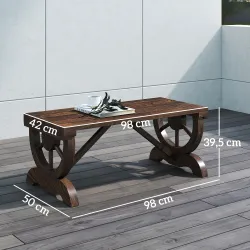 Banco de Madera con Ruedas Decorativas Estilo Rústico Carga 250 kg para Patio Terraza Balcón 98x50x39,5 cm Carbo... - Ogal.Es