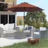 Sombrilla para Jardín Ø260x235 cm Parasol de Aluminio Reclinable con Manivela y 6 Varillas de Metal Café - Ogal.Es