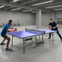 Mesa de Ping-Pong Tamaño Estándar con 4 Ruedas Red 2 Paletas y 3 Pelotas para Interior 274x152,5x76 cm Azul - Ogal.Es
