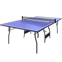 Mesa de Ping-Pong Tamaño Estándar con 4 Ruedas Red 2 Paletas y 3 Pelotas para Interior 274x152,5x76 cm Azul - Ogal.Es