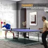 Mesa de Ping-Pong Tamaño Estándar con 4 Ruedas Red 2 Paletas y 3 Pelotas para Interior 274x152,5x76 cm Azul - Ogal.Es