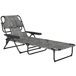 Tumbona de Jardín Plegable con Respaldo Ajustable en 4 Niveles Orificio de Lectura y Reposacabezas 145x72x89 cm ... - Ogal.Es