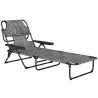 Tumbona de Jardín Plegable con Respaldo Ajustable en 4 Niveles Orificio de Lectura y Reposacabezas 145x72x89 cm ... - Ogal.Es
