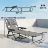 Tumbona de Jardín Plegable con Respaldo Ajustable en 4 Niveles Orificio de Lectura y Reposacabezas 145x72x89 cm ... - Ogal.Es