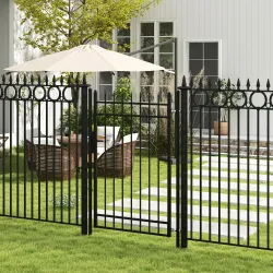 Puerta de Jardín Puerta para Valla de Acero Galvanizado con Decoración de Flechas Cerradura y Llaves 107x204 cm ... - Ogal.Es