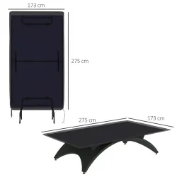 Funda para Mesa de Ping-Pong con Cremallera Anti-UV e Impermeable para Interior y Exterior 275x153x5 cm Negro - Ogal.Es