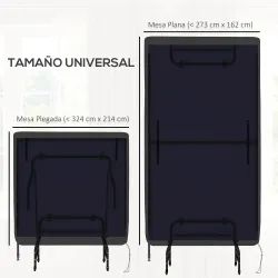 Funda para Mesa de Ping-Pong con Cremallera Anti-UV e Impermeable para Interior y Exterior 275x153x5 cm Negro - Ogal.Es