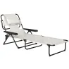 Tumbona de Jardín Plegable con Respaldo Ajustable en 4 Niveles Orificio de Lectura y Reposacabezas 145x72x89 cm ... - Ogal.Es