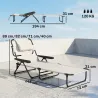 Tumbona de Jardín Plegable con Respaldo Ajustable en 4 Niveles Orificio de Lectura y Reposacabezas 145x72x89 cm ... - Ogal.Es