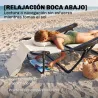 Tumbona de Jardín Plegable con Respaldo Ajustable en 4 Niveles Orificio de Lectura y Reposacabezas 145x72x89 cm ... - Ogal.Es