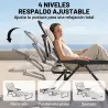 Tumbona de Jardín Plegable con Respaldo Ajustable en 4 Niveles Orificio de Lectura y Reposacabezas 145x72x89 cm ... - Ogal.Es
