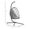 Silla Colgante Plegable con Soporte y 2 Cojines Carga 100 kg para Interior y Exterior en Acabado de Ratán PE Gri... - Ogal.Es