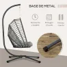 Silla Colgante Plegable con Soporte y 2 Cojines Carga 100 kg para Interior y Exterior en Acabado de Ratán PE Gri... - Ogal.Es