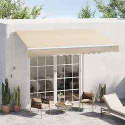Toldo para Balcón 350x250 cm con Manivela de Metal Impermeable y Anti-UV para Jardín Terraza Ventanas Crema - Ogal.Es