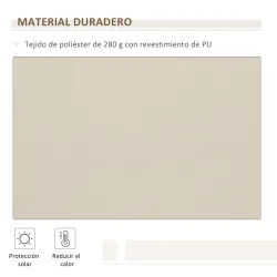 Toldo para Balcón 350x250 cm con Manivela de Metal Impermeable y Anti-UV para Jardín Terraza Ventanas Crema - Ogal.Es