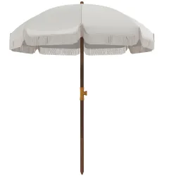 Sombrilla de Playa con Flecos Ø190x210 cm con 8 Varillas Apertura Manual Anti-UV Impermeable y Bolsa de Transpor... - Ogal.Es