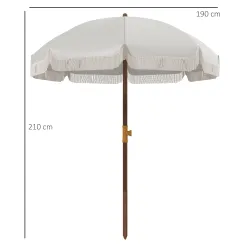Sombrilla de Playa con Flecos Ø190x210 cm con 8 Varillas Apertura Manual Anti-UV Impermeable y Bolsa de Transpor... - Ogal.Es