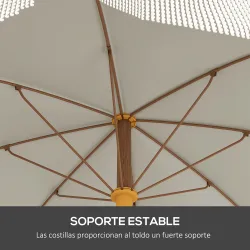 Sombrilla de Playa con Flecos Ø190x210 cm con 8 Varillas Apertura Manual Anti-UV Impermeable y Bolsa de Transpor... - Ogal.Es