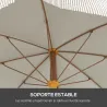 Sombrilla de Playa con Flecos Ø190x210 cm con 8 Varillas Apertura Manual Anti-UV Impermeable y Bolsa de Transpor... - Ogal.Es