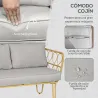 Conjunto de Jardín de Ratán Sintético con Sofá Doble 2 Sillones y Mesa de Centro con Encimera de Cristal y Cojines - Ogal.Es