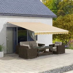 Toldo para Balcón 350x250 cm con Manivela de Metal Impermeable y Anti-UV para Jardín Terraza Ventanas Gris y Ama... - Ogal.Es