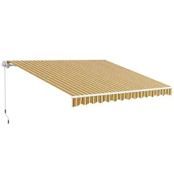 Toldo para Balcón 350x250 cm con Manivela de Metal Impermeable y Anti-UV para Jardín Terraza Ventanas Gris y Ama... - Ogal.Es