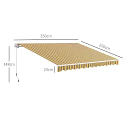 Toldo para Balcón 350x250 cm con Manivela de Metal Impermeable y Anti-UV para Jardín Terraza Ventanas Gris y Ama... - Ogal.Es