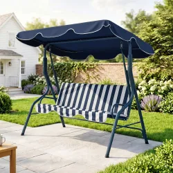 Balancín de Exterior con Toldo Ajustable en Ángulo Impermeable y Marco de Acero para Patio Balcón 170x110x153 cm... - Ogal.Es