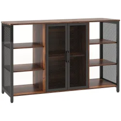Aparador de Cocina con 6 Estantes Abiertos Porta Copas y Estante Ajustable para Bar Comedor 120x40x76 cm Marrón&nbsp;... - Ogal.Es