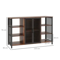 Aparador de Cocina con 6 Estantes Abiertos Porta Copas y Estante Ajustable para Bar Comedor 120x40x76 cm Marrón&nbsp;... - Ogal.Es