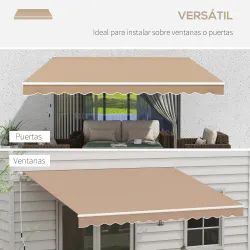 Toldo para Balcón 350x250 cm con Manivela de Metal Impermeable y Anti-UV para Jardín Terraza Ventanas Marrón - Ogal.Es