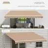 Toldo para Balcón 350x250 cm con Manivela de Metal Impermeable y Anti-UV para Jardín Terraza Ventanas Marrón - Ogal.Es